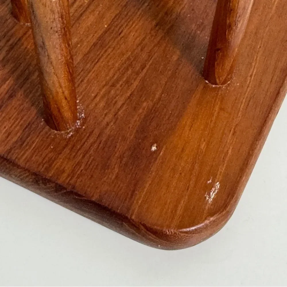 Vintage Teak Napkin Holder with Salt Shaker & Pepper Mill